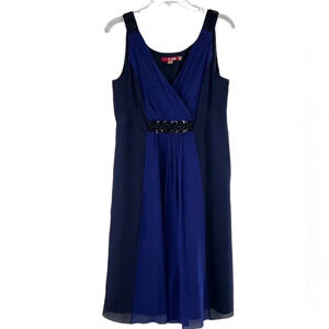 Boden Beaded 100% Silk A-Line Cocktail Two Tone Lined Dress Sleeveless Size 10